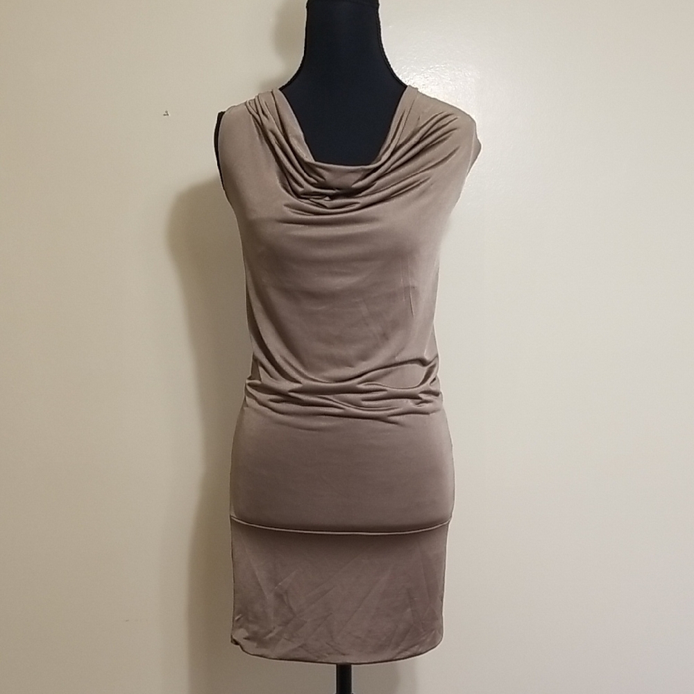 NWT Love Spray Elegant Taupe Sleeveless Bodycon Formal Mini Dress Party - Medium